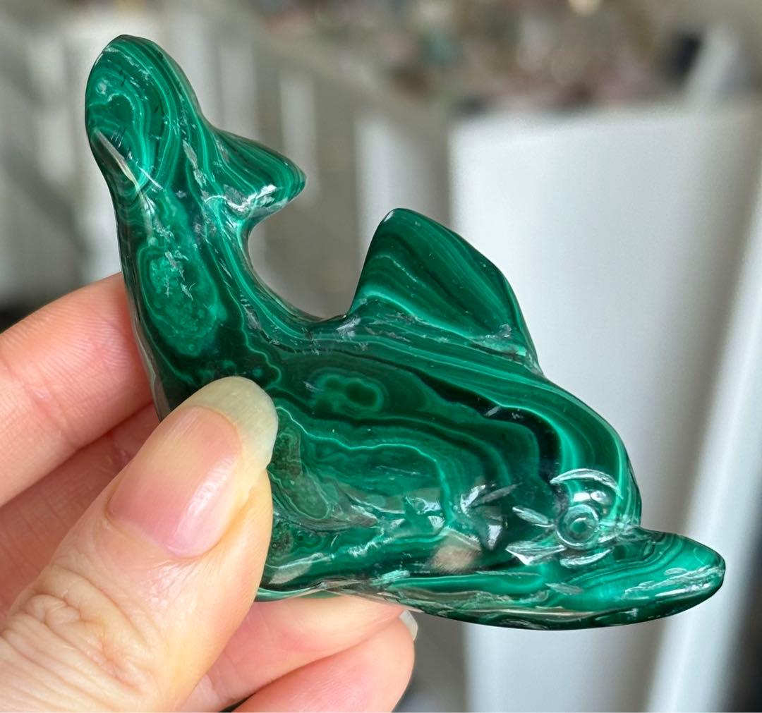 レア　高品質　マラカイト　イルカ　ドルフィン