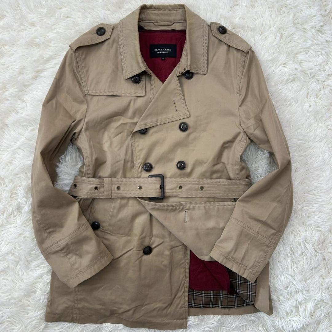 【極美品/LL】バーバリーブラックレーベル トレンチコート ライナー付 ベルト