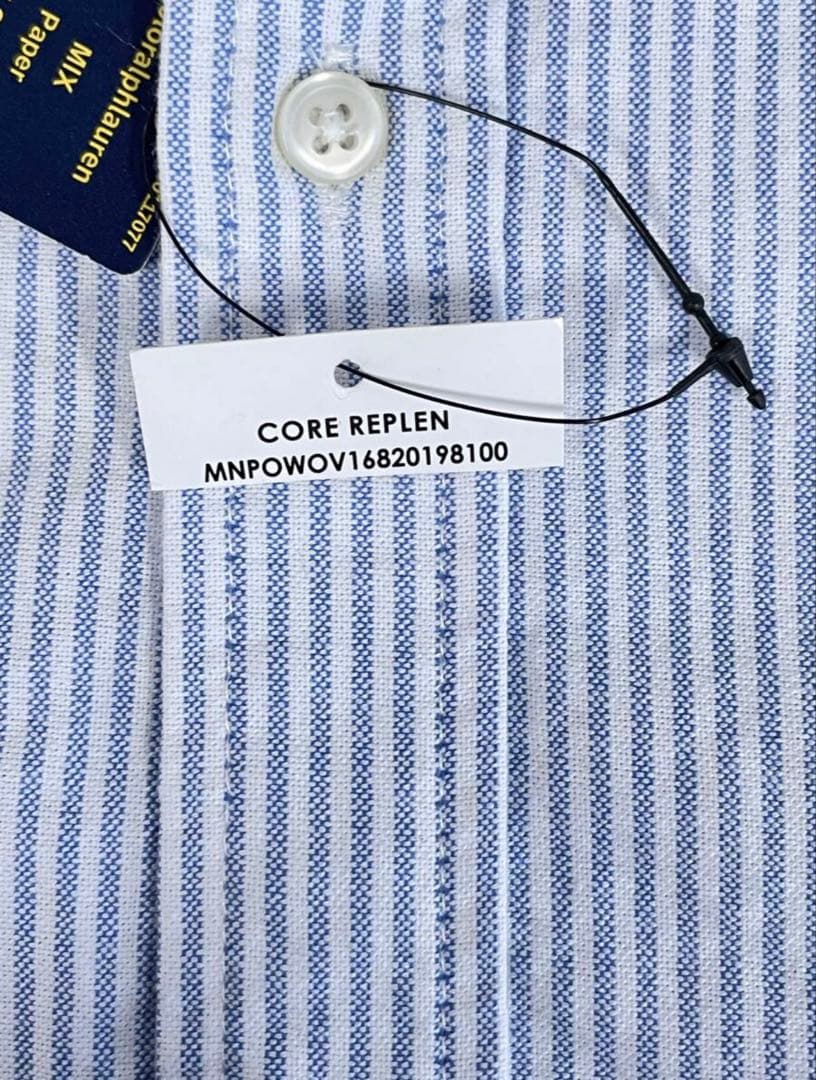 【新品】Polo Ralph Lauren 長袖 青白ストライプシャツ