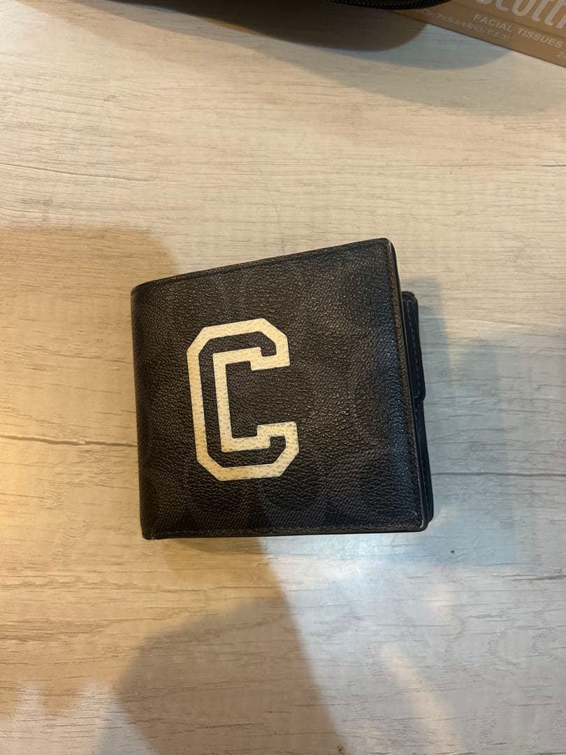 COACH二つ折り財布 紺 レザー