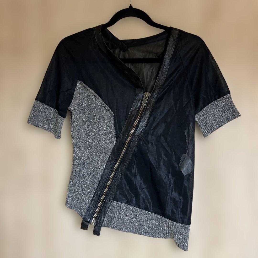 激レア20471170 変形異素材コンビブラウス　　タグ付き