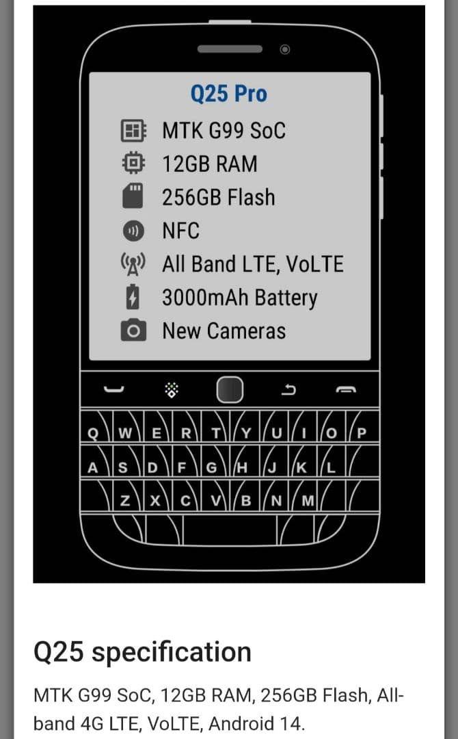 BlackBerry-Q25 zinwa Android14 ブラックケース付