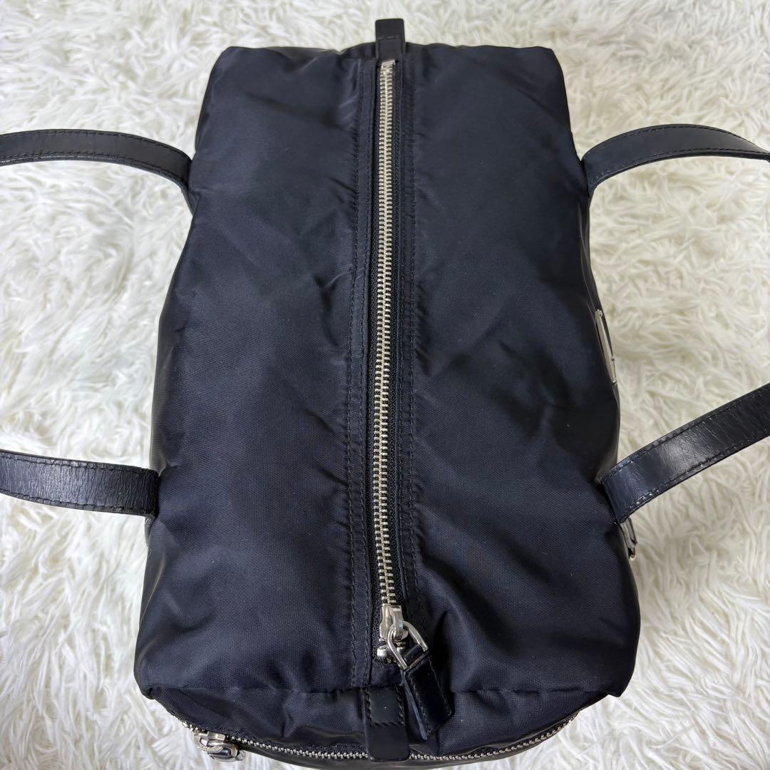 良品✨ PRADA ミニボストンバッグ 三角ロゴ ナイロン レザー ブラック
