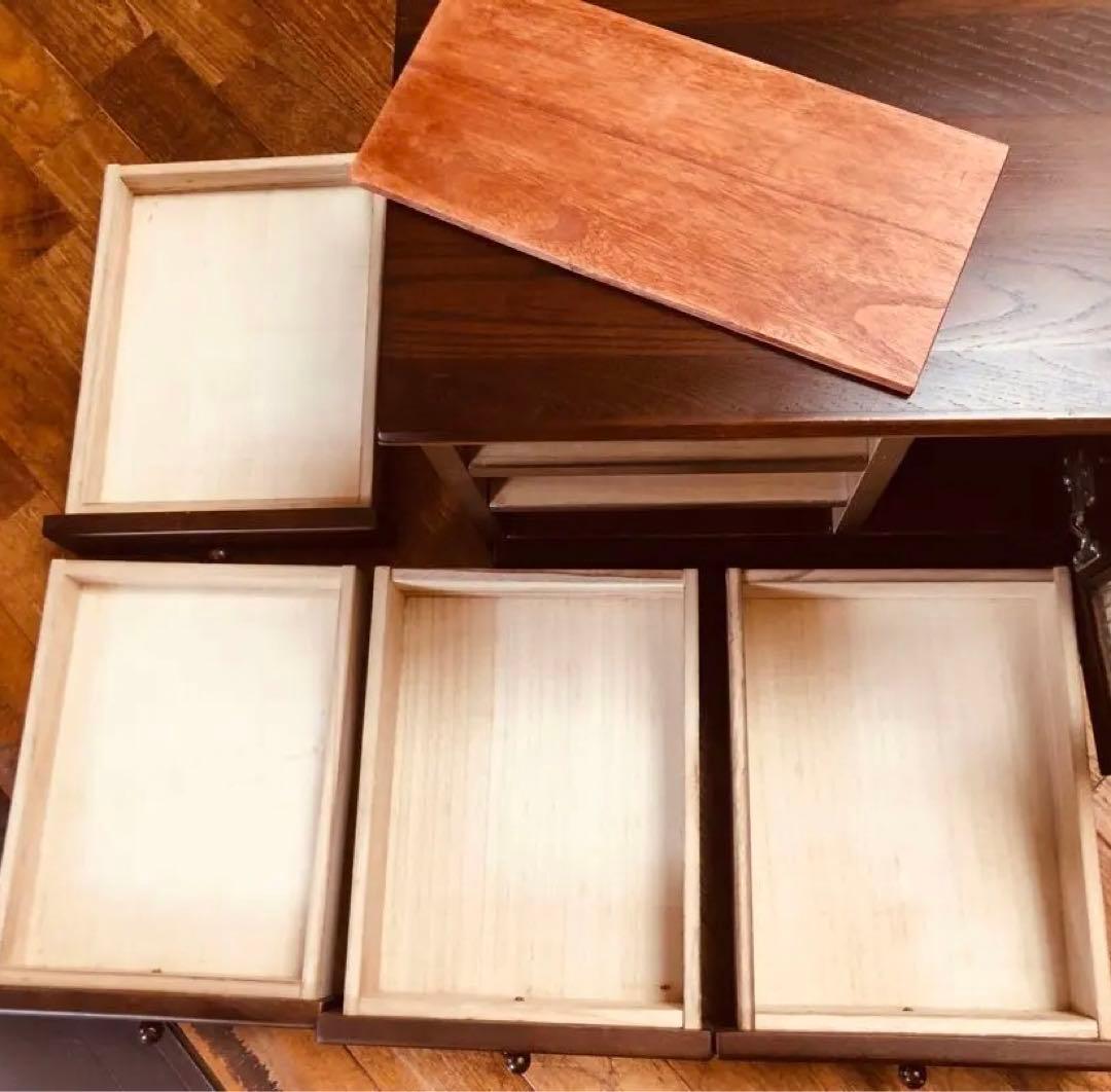けやき 欅 引き出し4杯 レトロ ガラス 木製収納 シェルフ 民藝家具