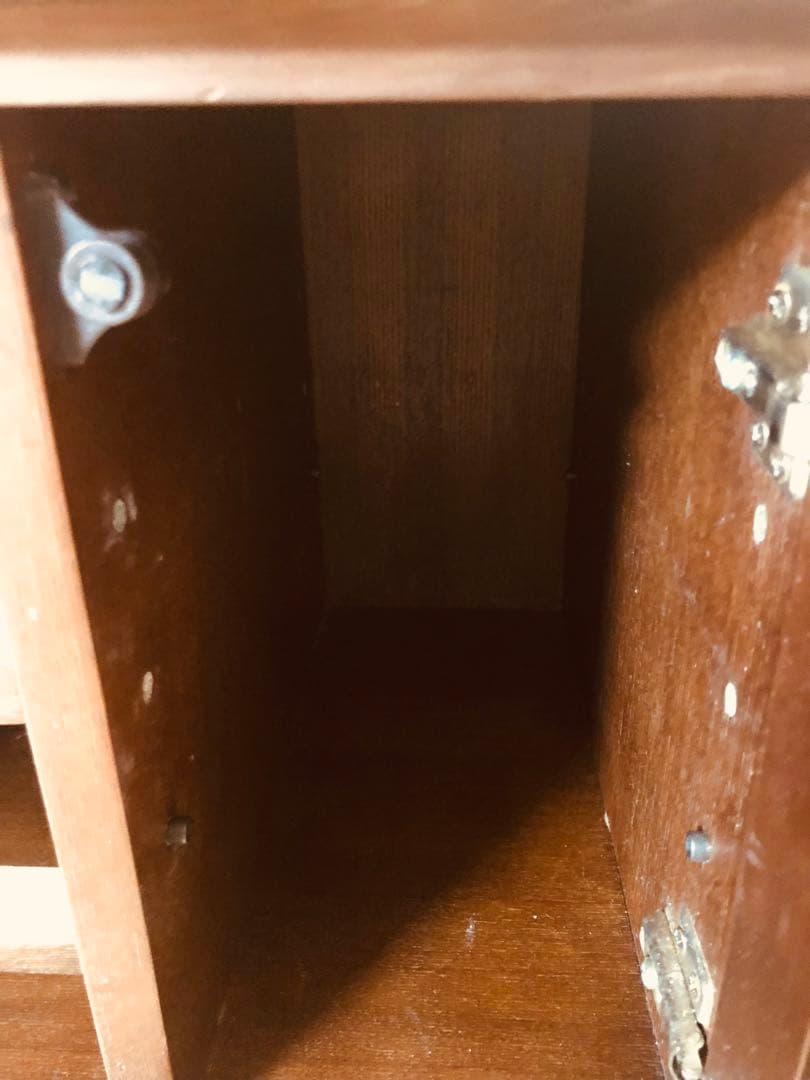 けやき 欅 引き出し4杯 レトロ ガラス 木製収納 シェルフ 民藝家具