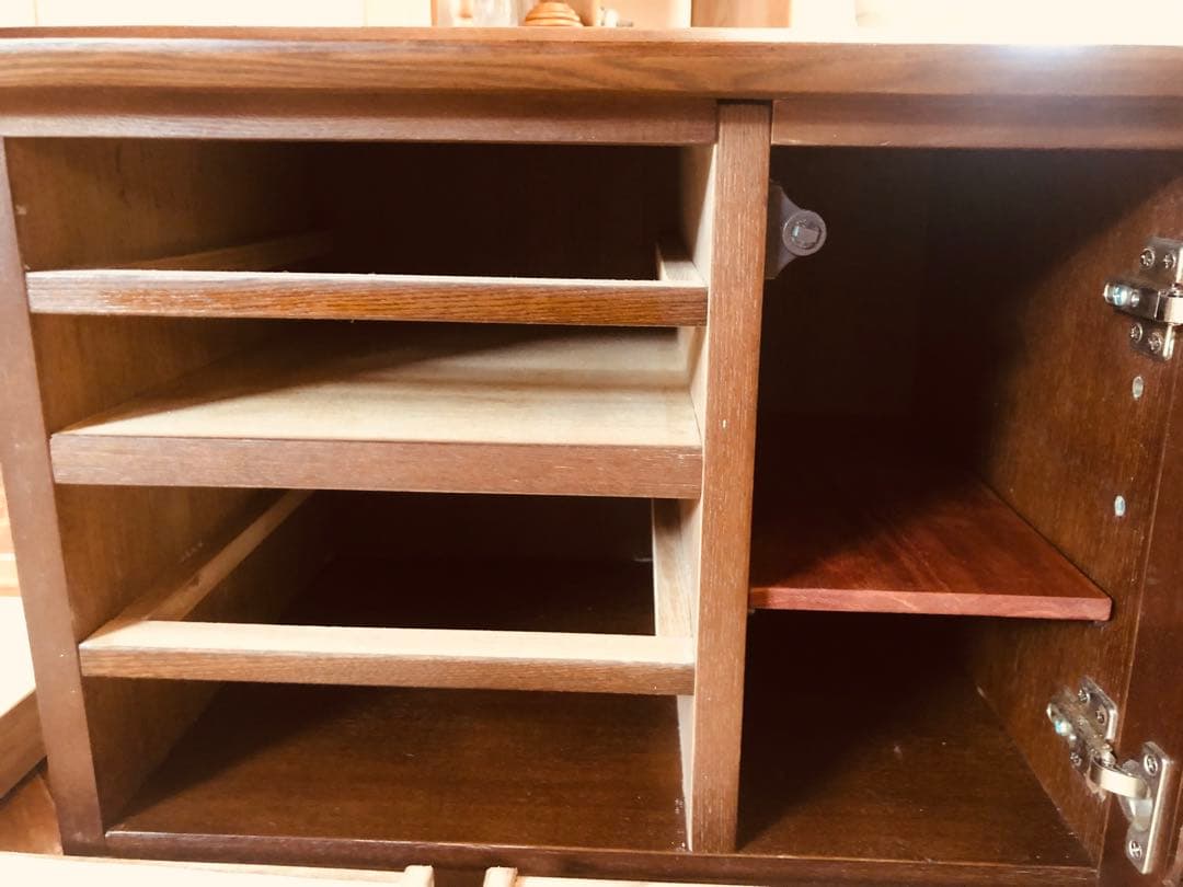 けやき 欅 引き出し4杯 レトロ ガラス 木製収納 シェルフ 民藝家具