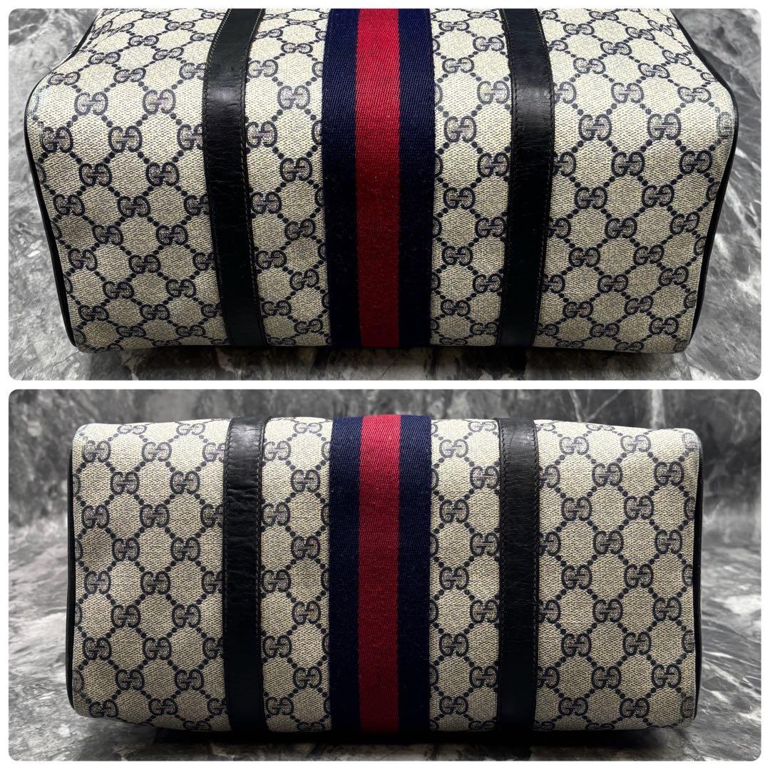 ✨極美品✨GUCCI シェリーライン GG ネイビー ボストンバッグ レザー
