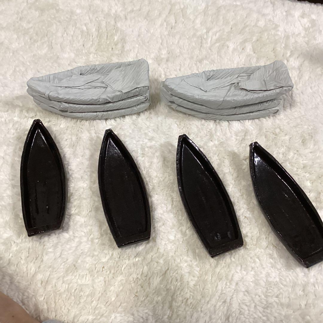 黒釉舟形向付　前菜の器10客　　新品未使用