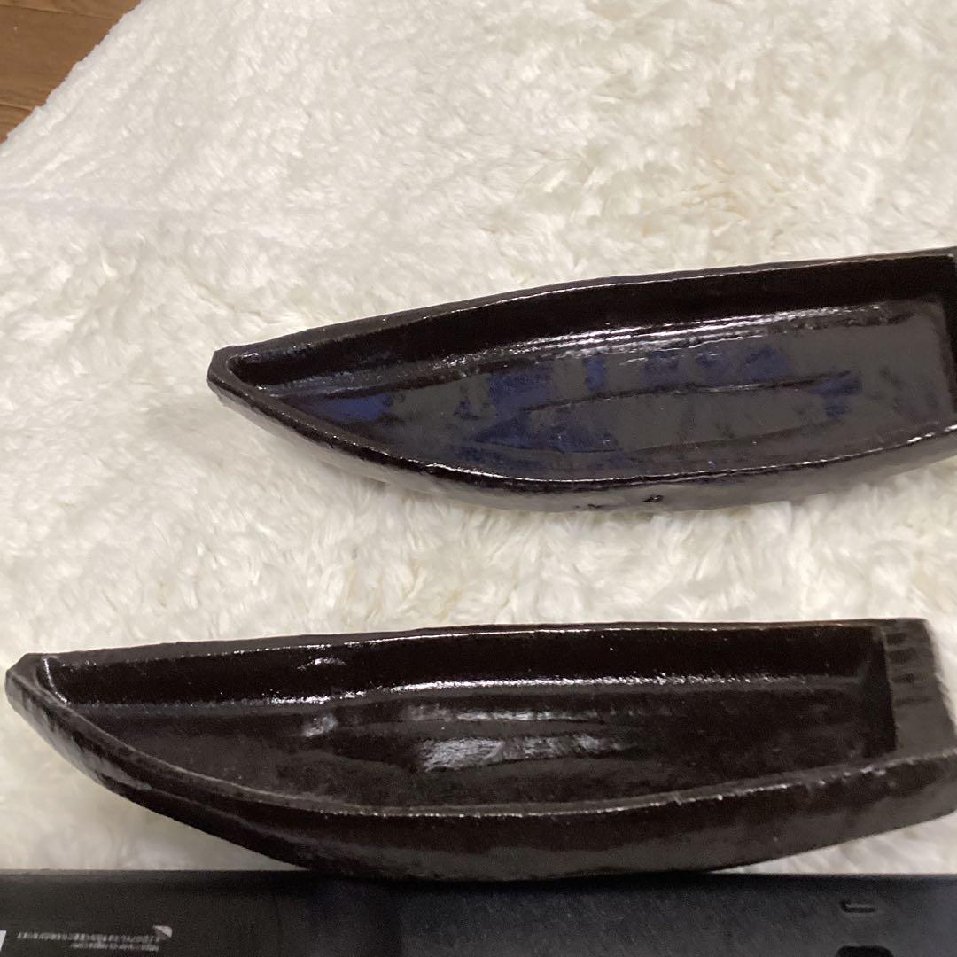 黒釉舟形向付　前菜の器10客　　新品未使用