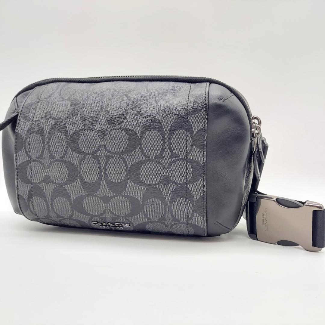 美品　COACH ボディバッグ　ウエストバッグ　シグネチャー　メンズ