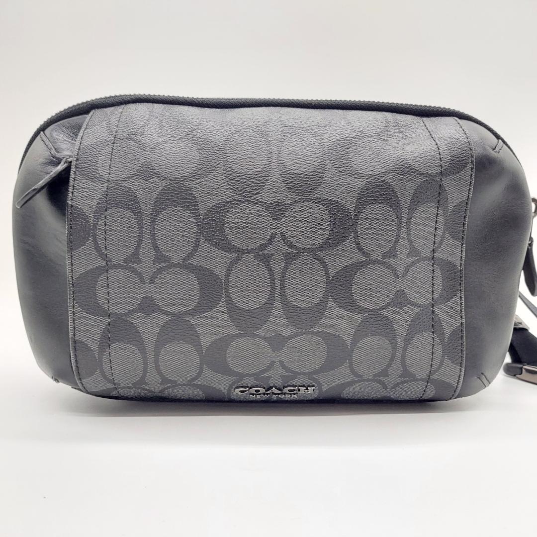 美品　COACH ボディバッグ　ウエストバッグ　シグネチャー　メンズ