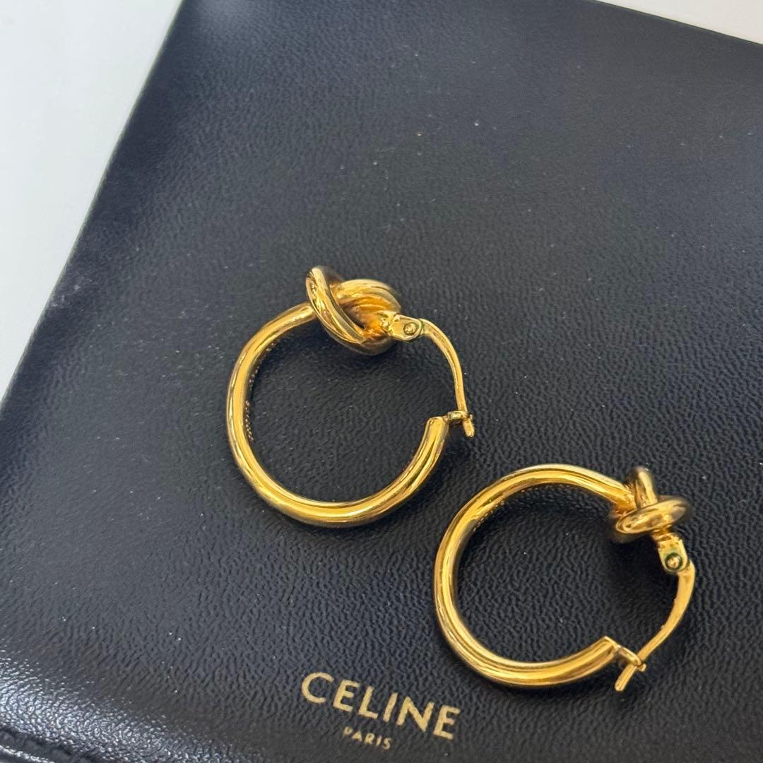 【CELINE ノットスモールフープ ゴールドフィニッシュ プラス】