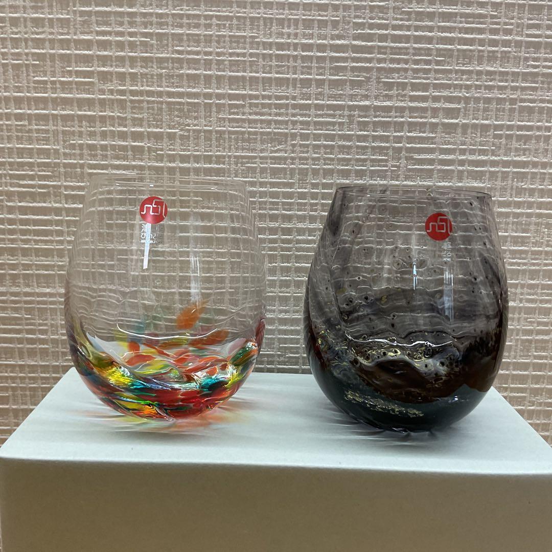 津軽びいどろ　ねぶたあかり　ロックグラスペア