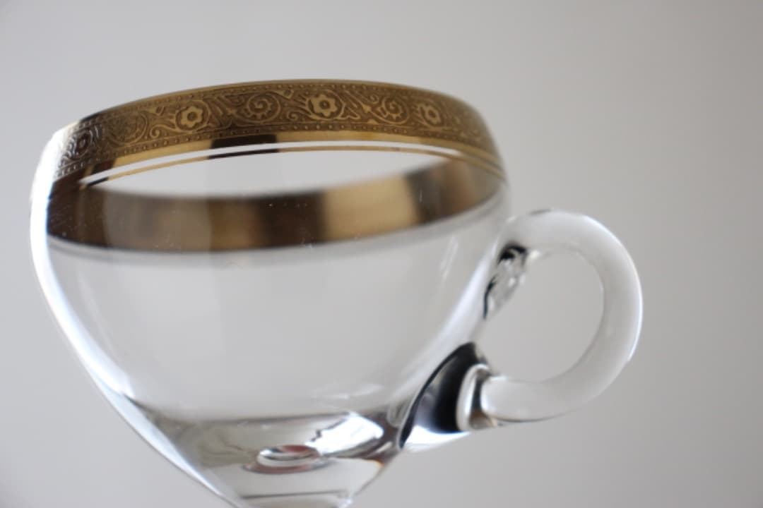 テレジアンタール　クリスタルガラス　金縁　カスタードカップ　グラス　ペア　２客