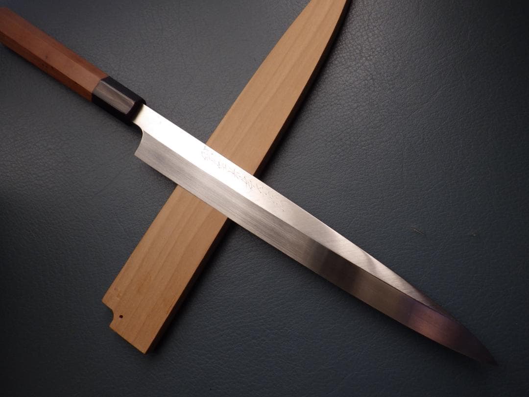 マ*メ様 水本焼★白選鋼・堺一文字光秀造/柳刃刺身包丁★鞘付属★