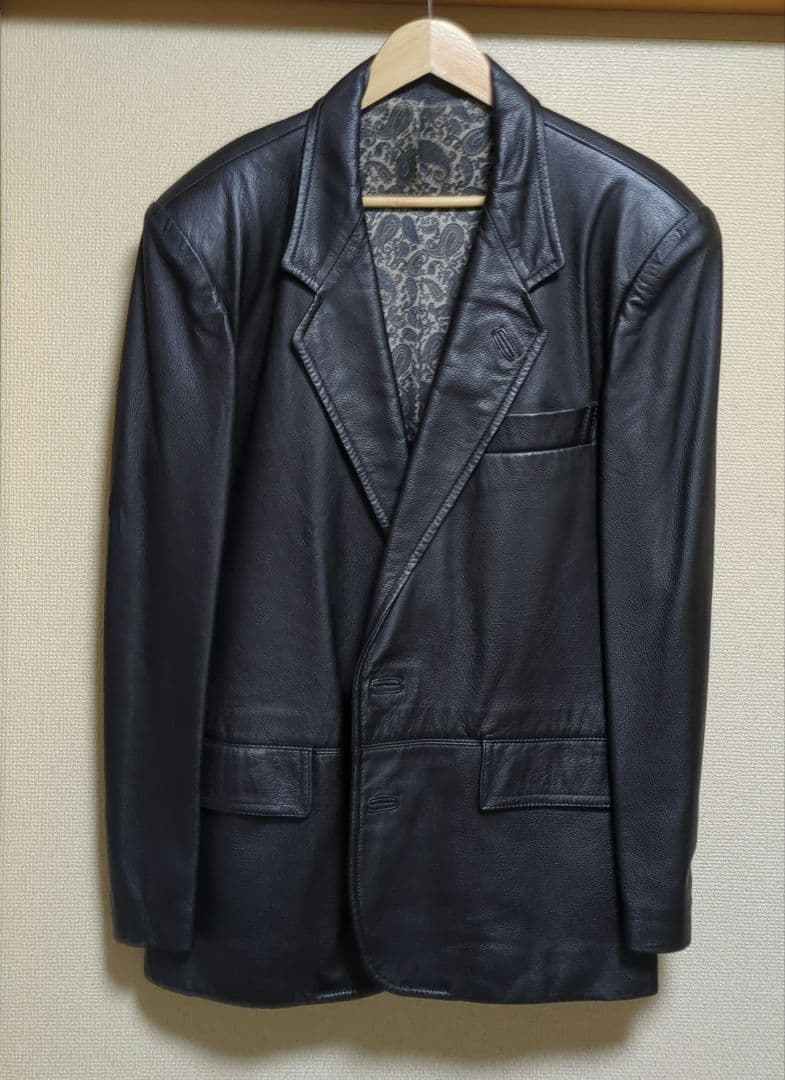 arpell　鹿革レザージャケット イタリア製【希少品】 黒色Lサイズ（50）