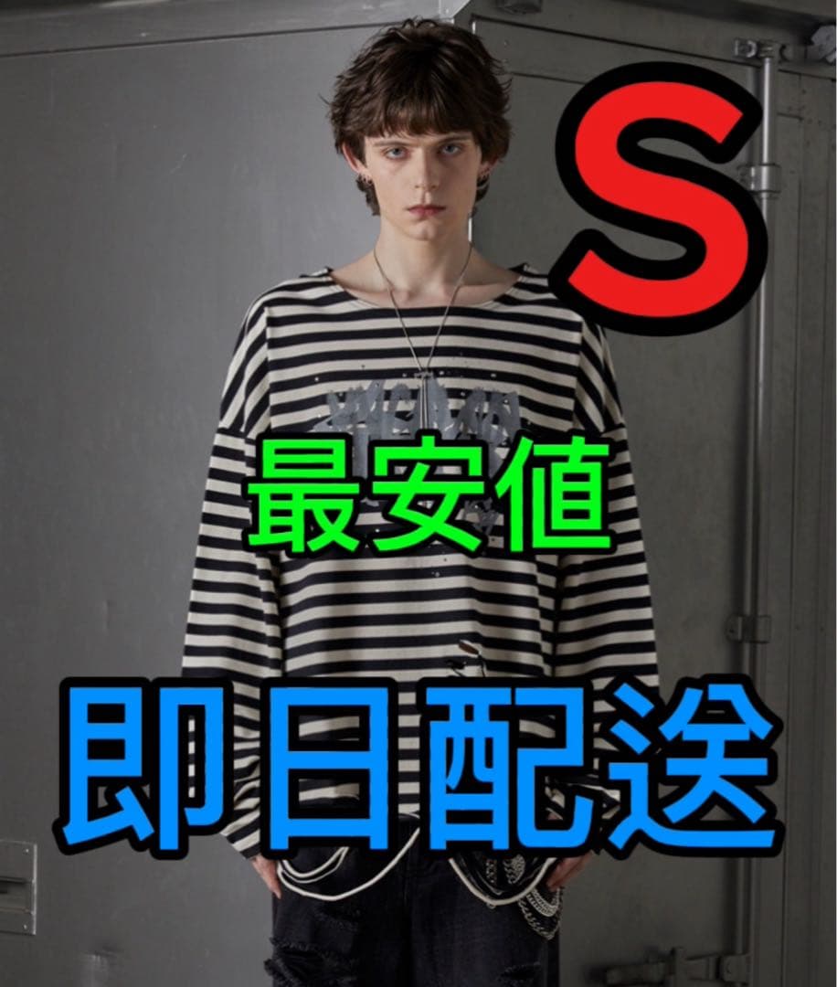 GRANCY 総柄ラインストーングラフィックロンT S8 ボーダー