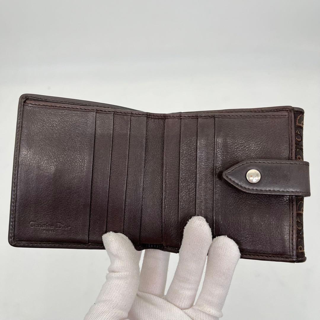 クリスチャンディオール 二つ折り財布 トロッター柄 キャンバス レザー 男女可能
