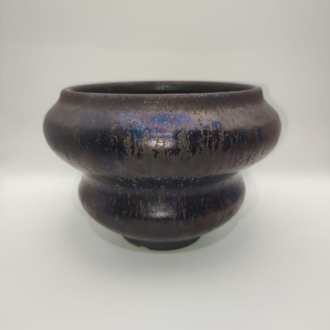 細川政己　鉢　植物鉢　y鉢　ポット　特大鉢　パープル　紫　青　ブルー