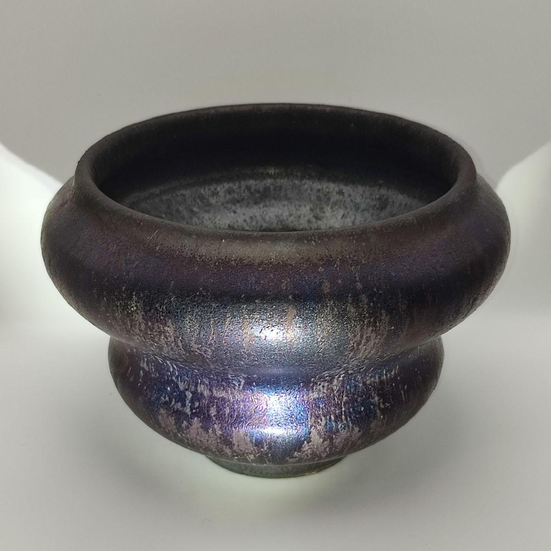 細川政己　鉢　植物鉢　y鉢　ポット　特大鉢　パープル　紫　青　ブルー