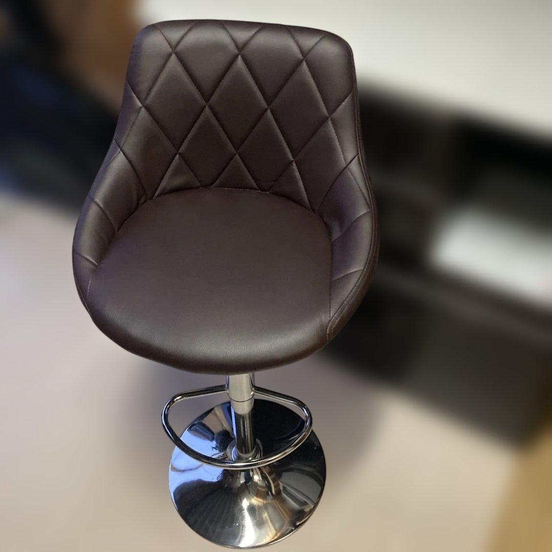【レトロ】回転式 カウンターチェア レザー調　高さ調整可能