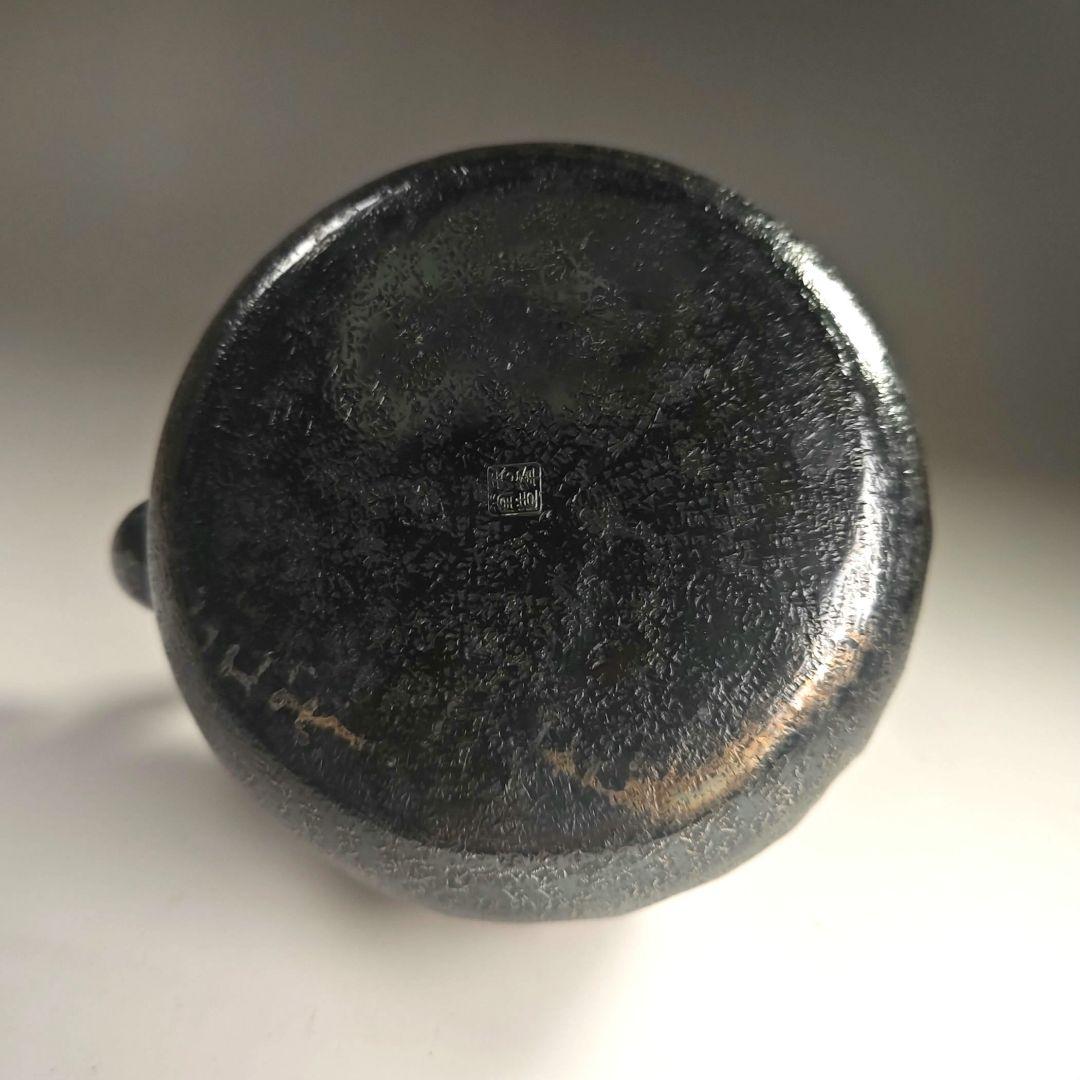 ウ302 急須『秀峯堂造　燻銀　いぶし銀　ひしぎ形　水注　薬缶』茶道具　銅製