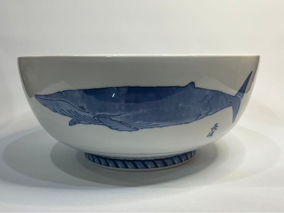 【名品】三河内 平戸 光雲窯 背美鯨突取之圖【十四代 今村隆光】セミ鯨 クジラ