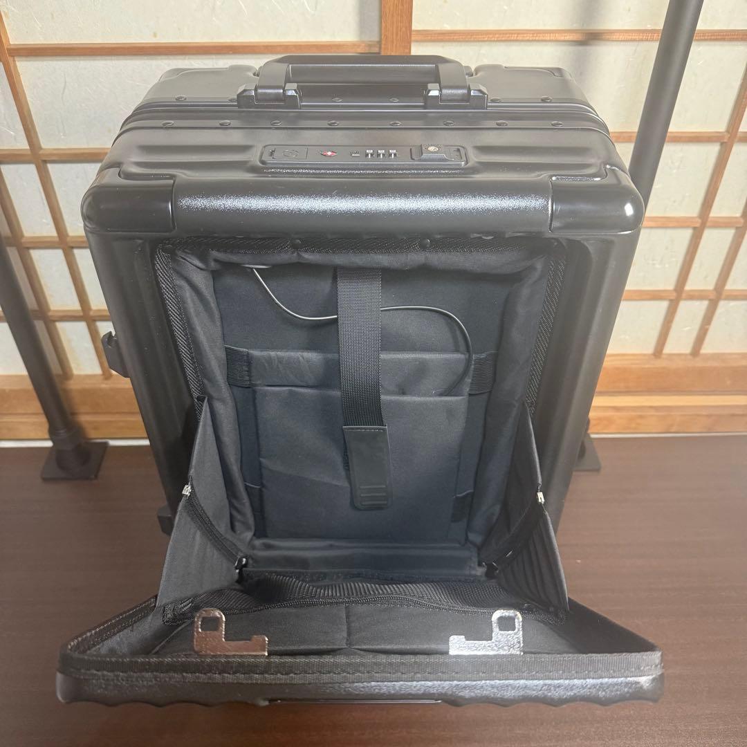 スーツケース Sサイズ 機内持込 40L フロントオープン USB付 ブラック