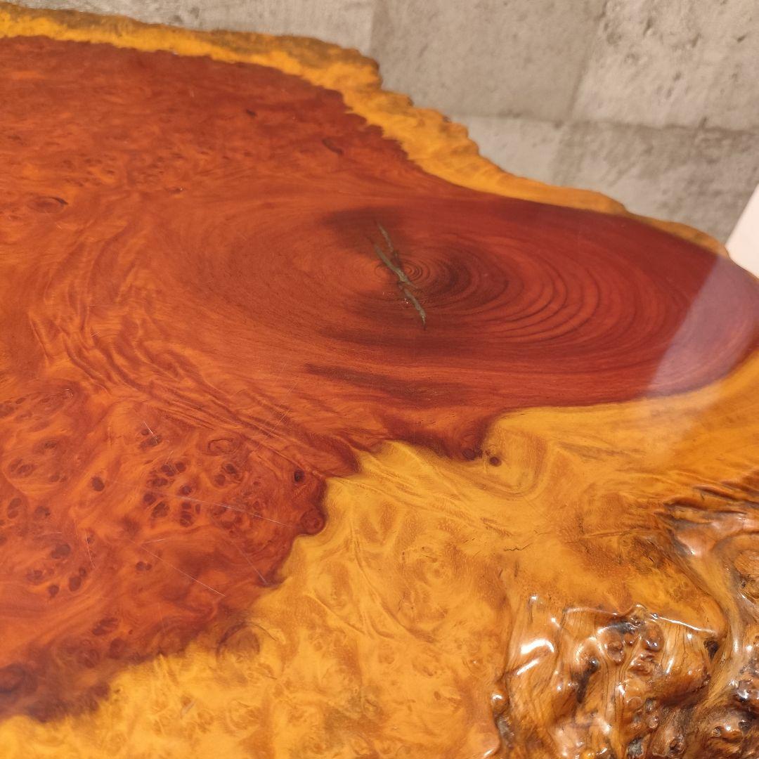 希少 花梨 唐木 テーブル 一点物 銘木 一枚板 瘤杢 花台 ローテーブル
