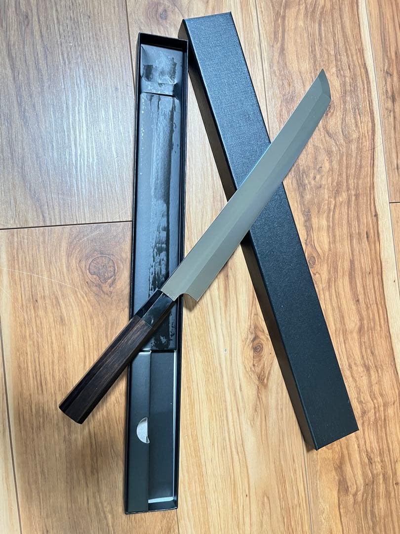 新品未使用　包丁　先丸型蛸引　切味抜群　箱付　本焼き作法