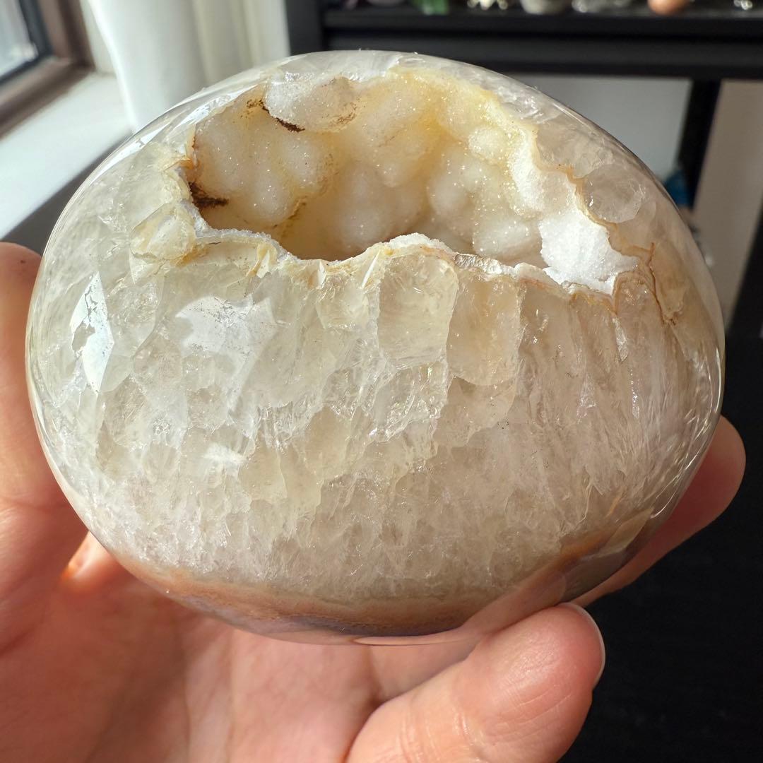 【MH】天然石シュガー水晶共生瑪瑙のきのこ　置物NO.010914