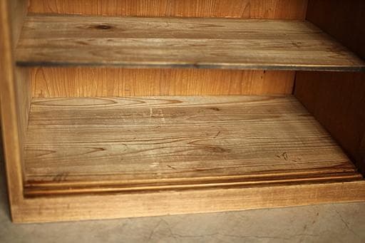 古い木製のガラス戸棚×ミラー付き戸棚×木製小引き出し　古家具　古民家　時代家具