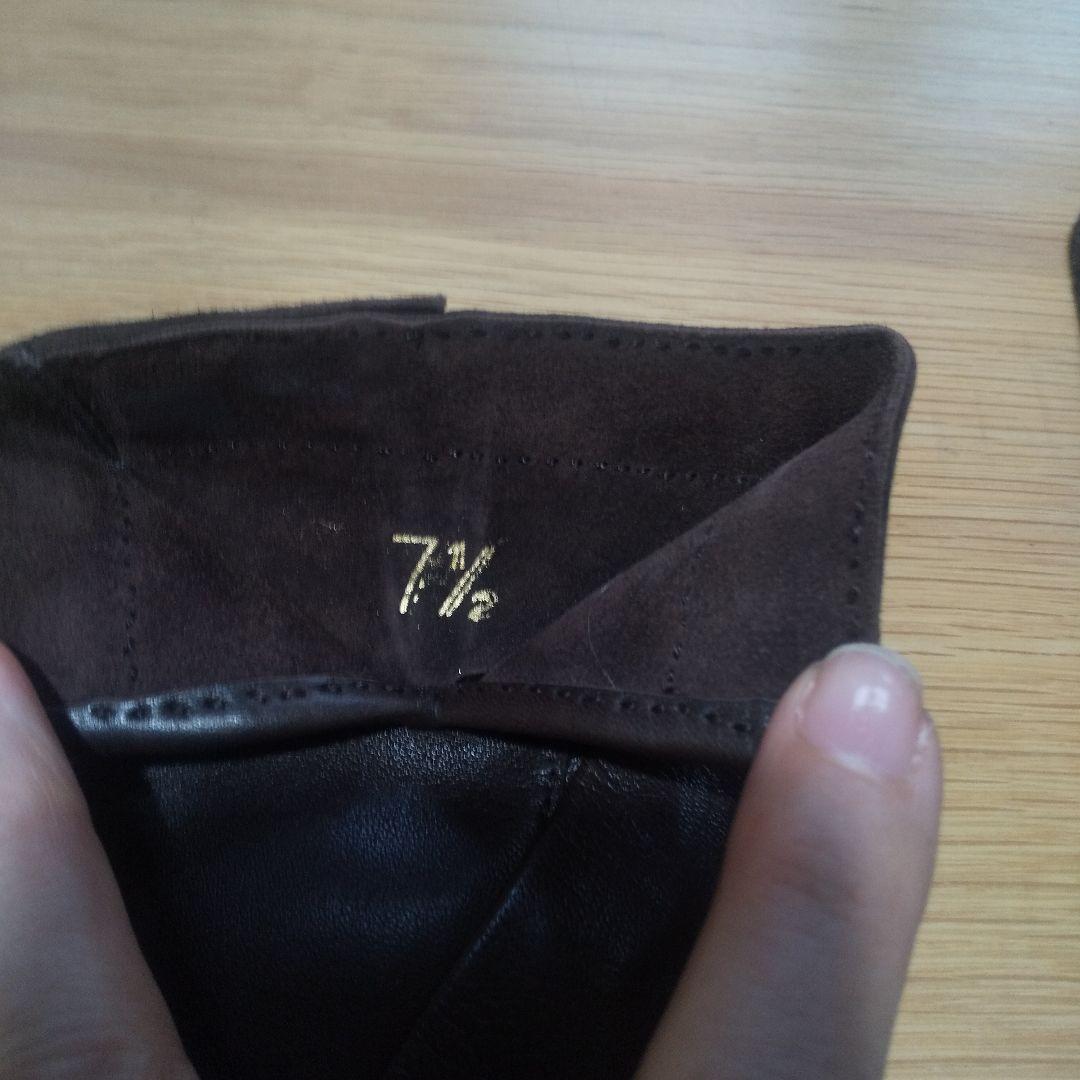 エルメス ダークブラウン レザー手袋 7½ 説明必読願います