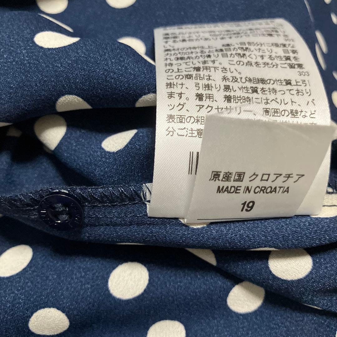 【NARA CAMICIE】ドットプリントリボン付き半袖ブラウス