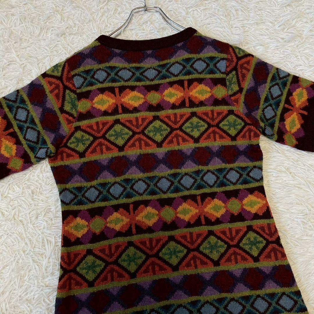アルパカ専門店　T'IKA ニット　ワンピース　総柄 ペルー製