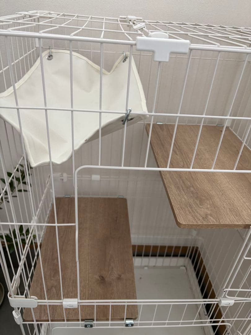 キャットケージ ホワイト 2段構造 ハンモック付き