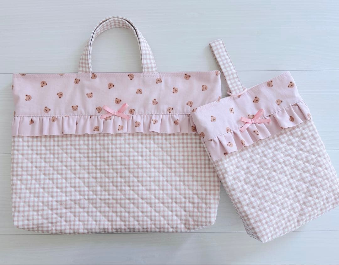 キルティング レッスンバッグ 上履き入れ