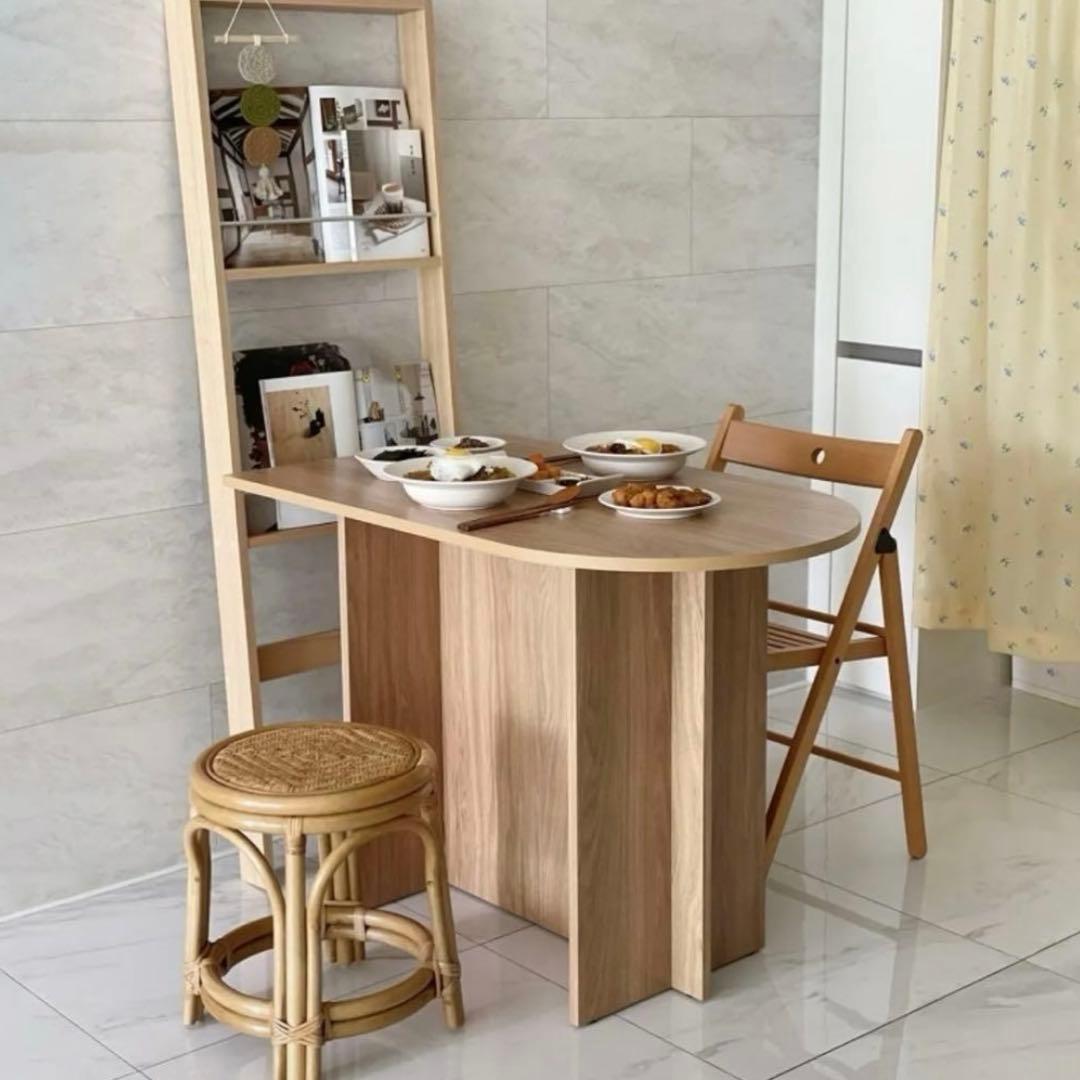 【woodray】ホームカフェ 半楕円 テーブル 800 送料込