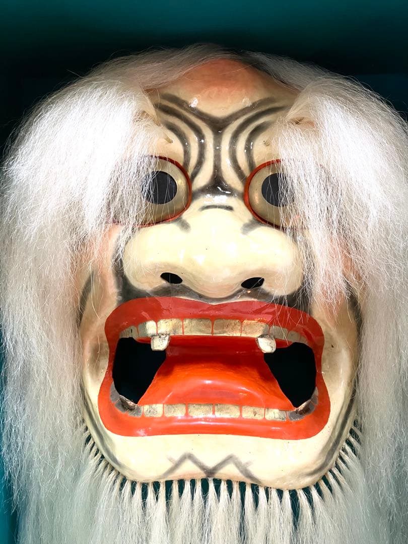 石見神楽面◆荒神面◆特大ケース入 石見銀山 郷土研究家 山根俊久先生 贈呈記念品