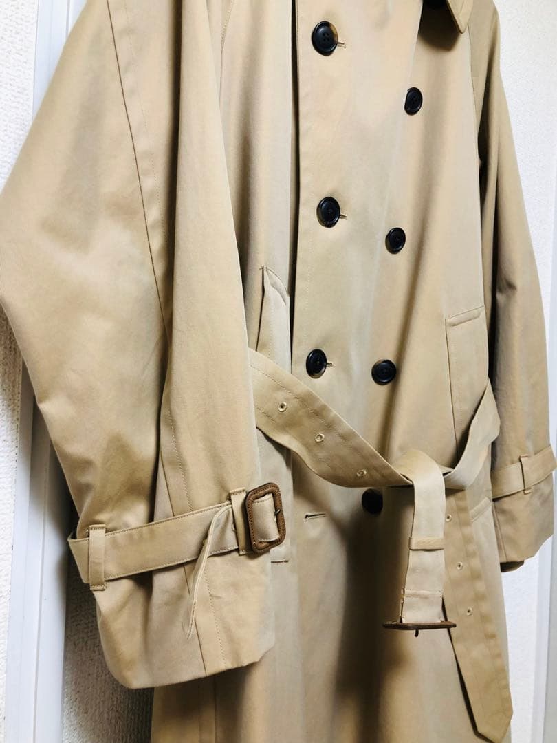 ほぼ新品❣️希少ユナイテッドアローズ高質トレンチコート純綿オーバーサイズMベージュ