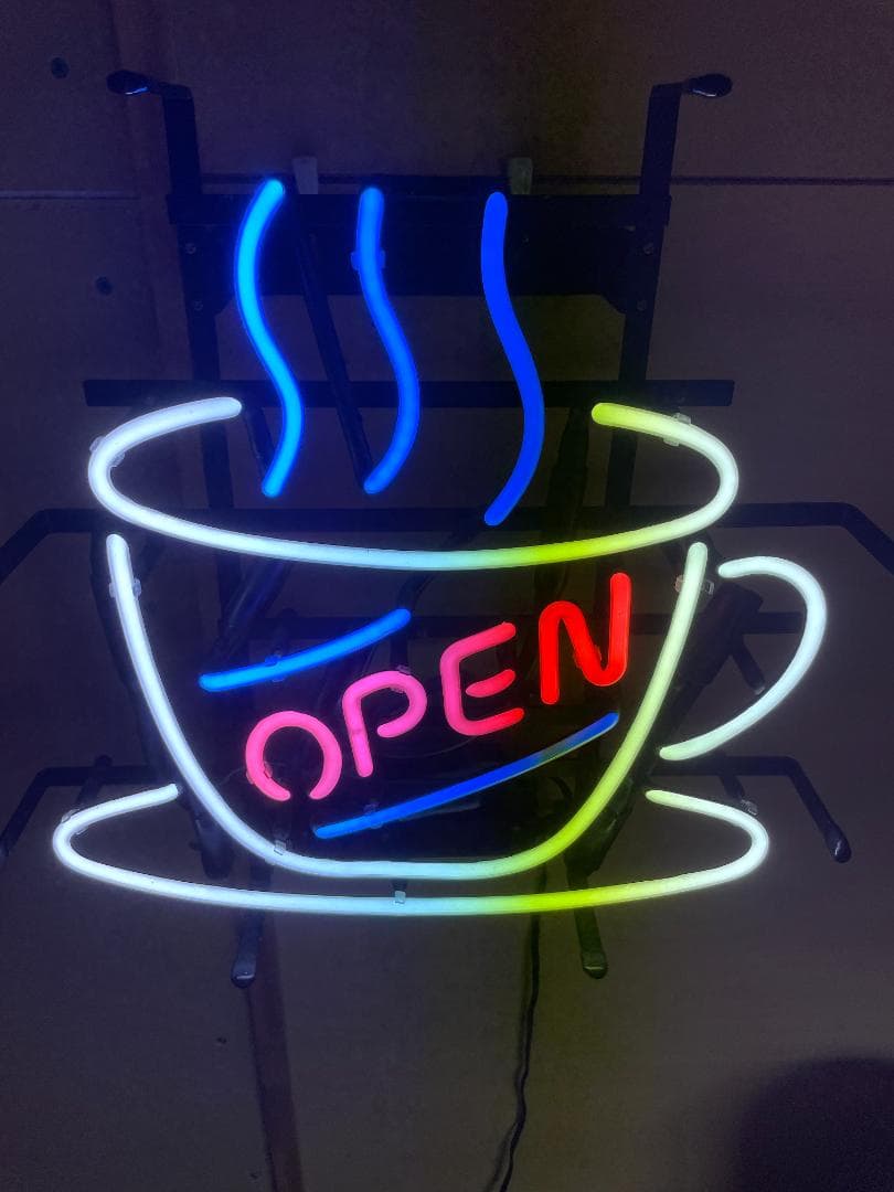 【期間限定特別価格】アメリカンネオンサイン コーヒーカップ OPEN ネオン管