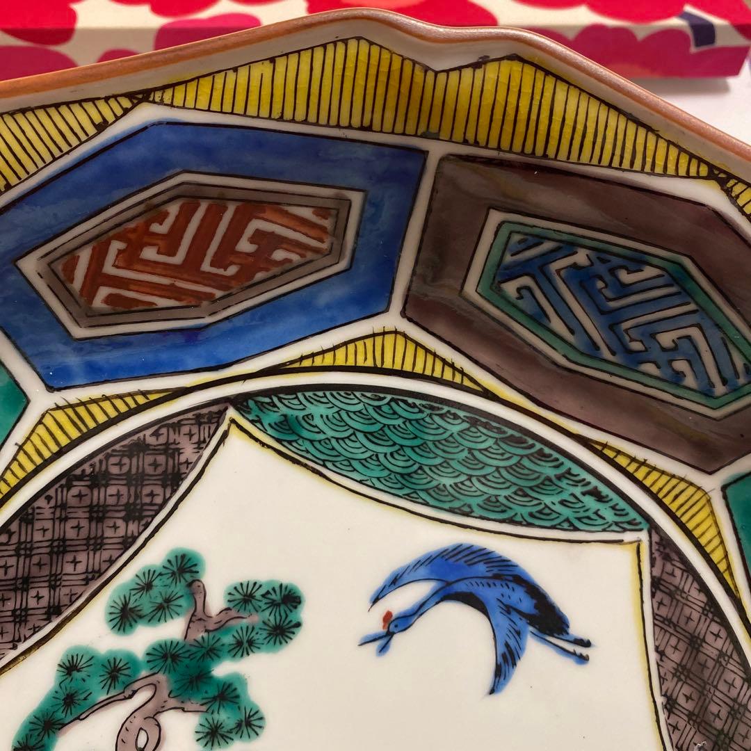 九谷焼　松龍造　花鳥文大皿　飾り皿