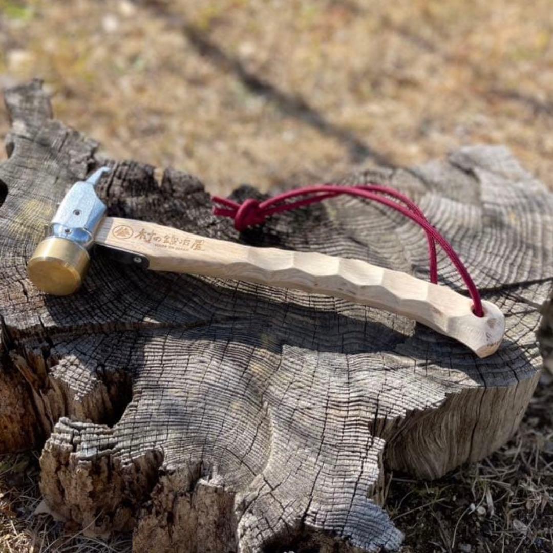 村の鍛冶屋 クロームメッキ 真鍮 ペグハンマー 名栗加工 無骨 キャンプ