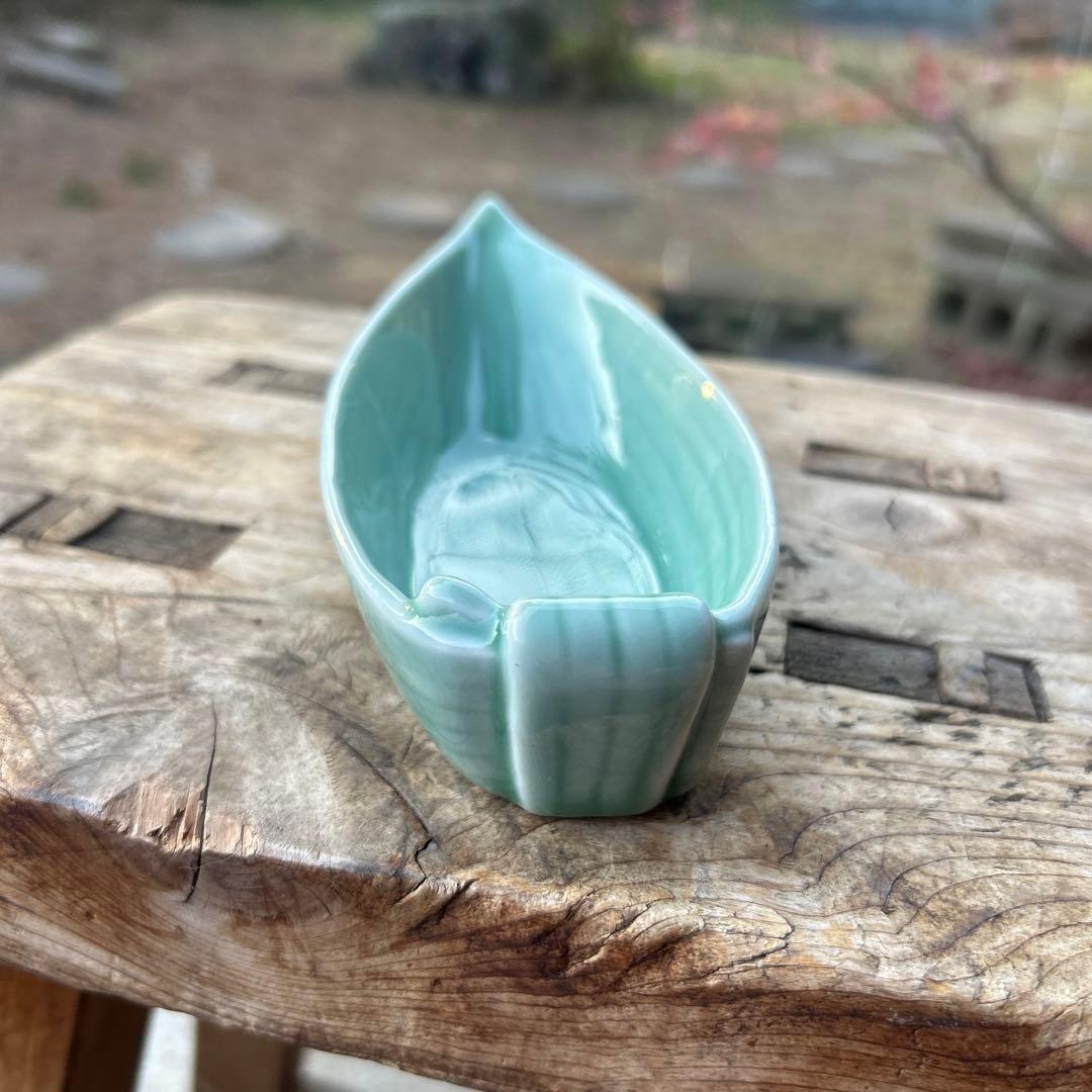 ※箱なし深川製磁　百年庵　笹青磁　笹舟取皿揃　５枚 小鉢 刺身皿 盛り付け皿