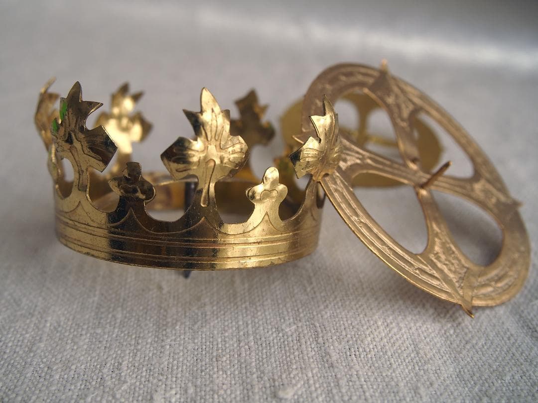 聖人像の王冠 光輪 3点 聖母マリア像 クラウン カトリック彫像用/K378