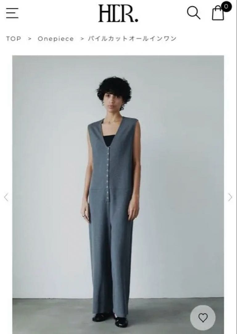 HER. パイルカットオールインワン チャコールグレー サイズ1