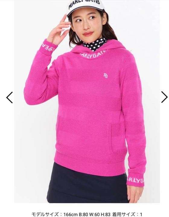 人気完売品パーリーゲイツカシミヤタッチ天竺鹿の子ニットプルオーバーサイズ2