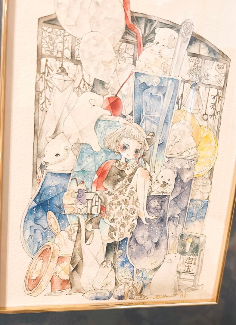 つぶ 額装作品 アナログ 水彩