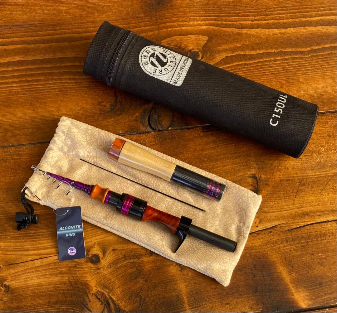 訳アリ　トラウトロッド　テレスコロッド　ウッドグリップ　ベイトロッド　カーボン製