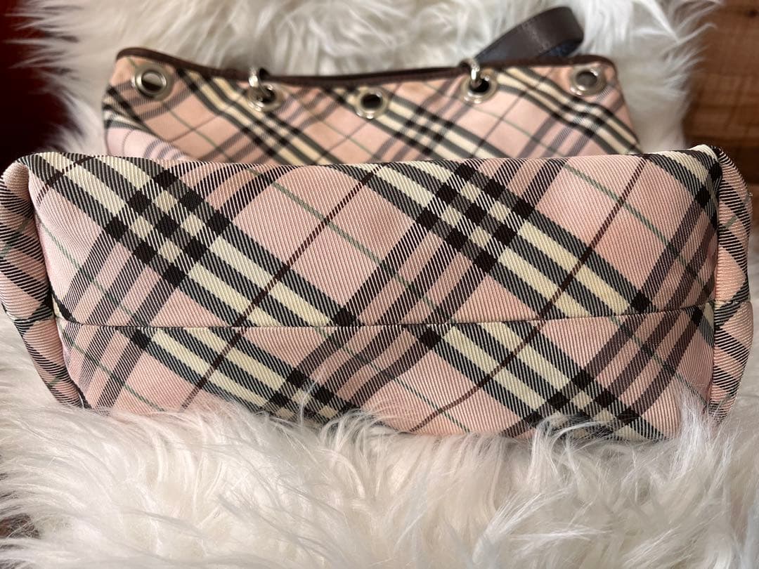 バーバリーブルーレーベル　ノバチェック　リバーシブル　トートバッグ　ピンク